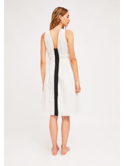 Vestido tirante midi popelin blanco Vestido tirante midi popelin blanco