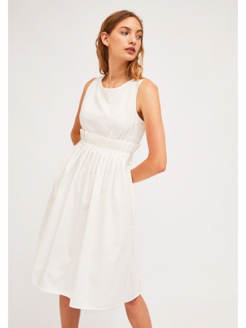 Vestido tirante midi popelin blanco Vestido tirante midi popelin blanco